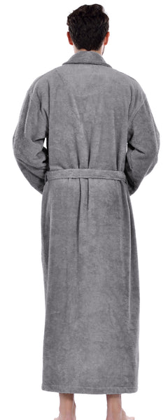Men's Full Length Terry Bathrobe, Grey, L/XL