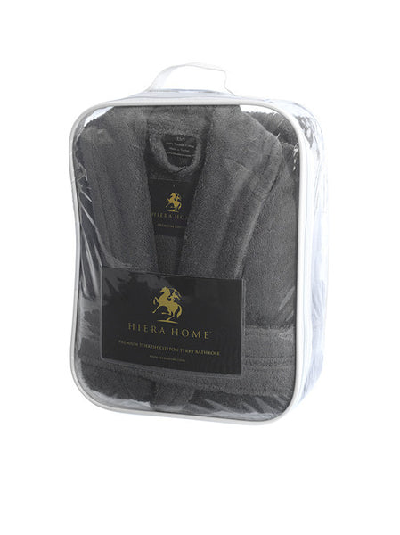Men's Full Length Terry Bathrobe, Grey, L/XL