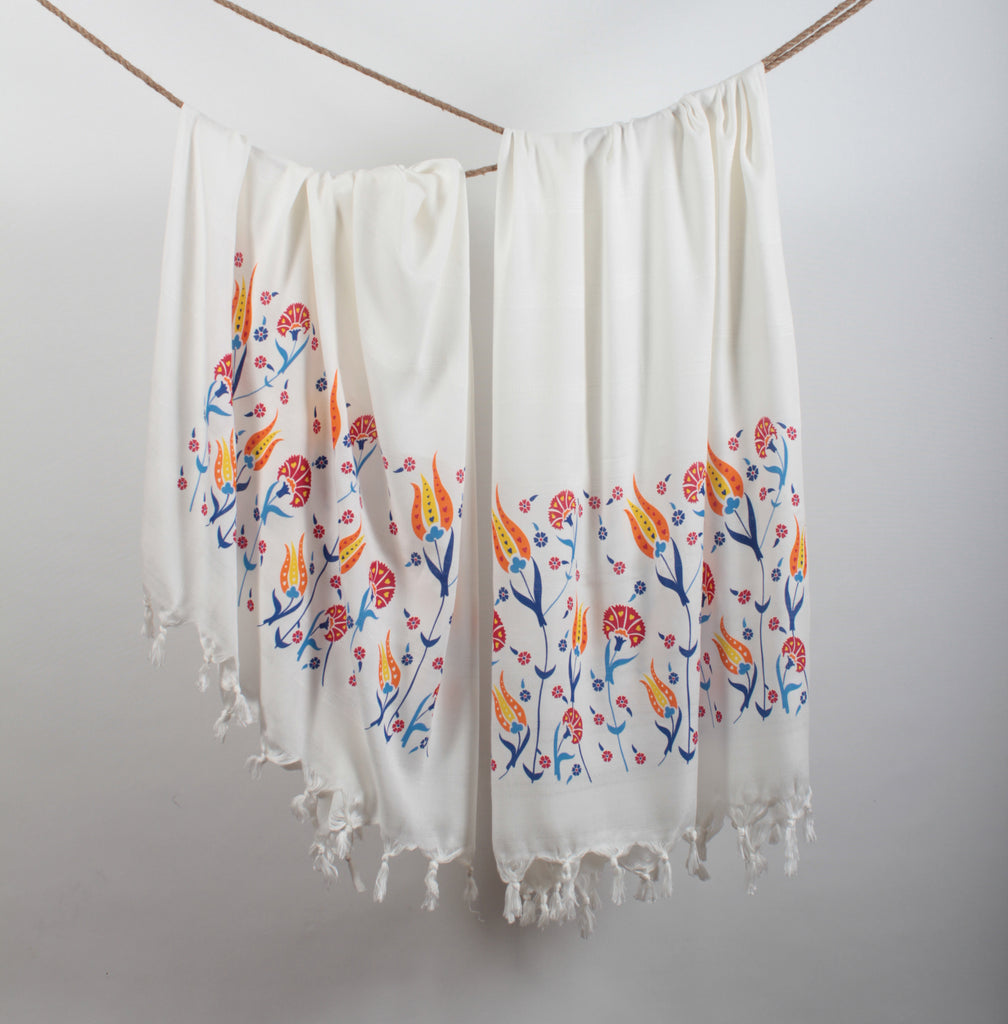 Tullip Design Printed Peshtemal Towel