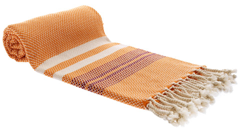 Chirpy Handloomed Peshtemal Towel, Orange