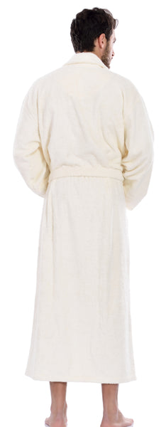 Men's Full Length Terry Bathrobe, Ivory, L/XL