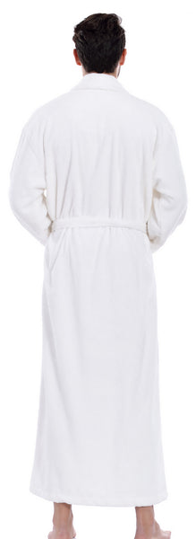Men's Full Length Terry Bathrobe, White L/XL