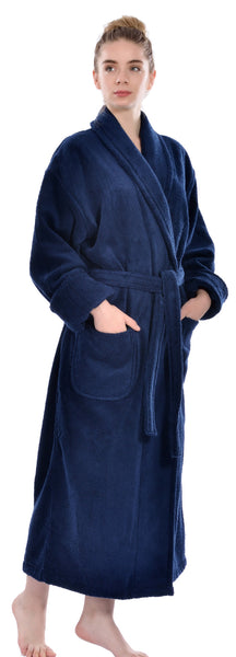 Unisex Terry Bathrobe, Navy, OSFM