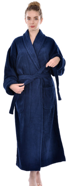 Unisex Terry Bathrobe, Navy, OSFM
