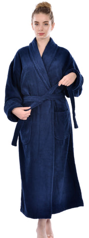 Unisex Terry Bathrobe, Navy, OSFM