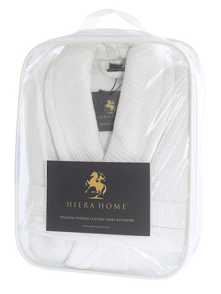 Waffle Terry Bathrobe, White