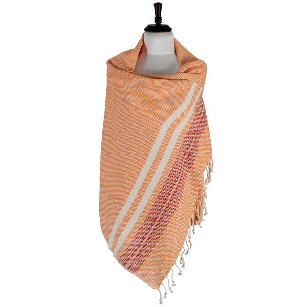 Chirpy Handloomed Peshtemal Towel, Orange