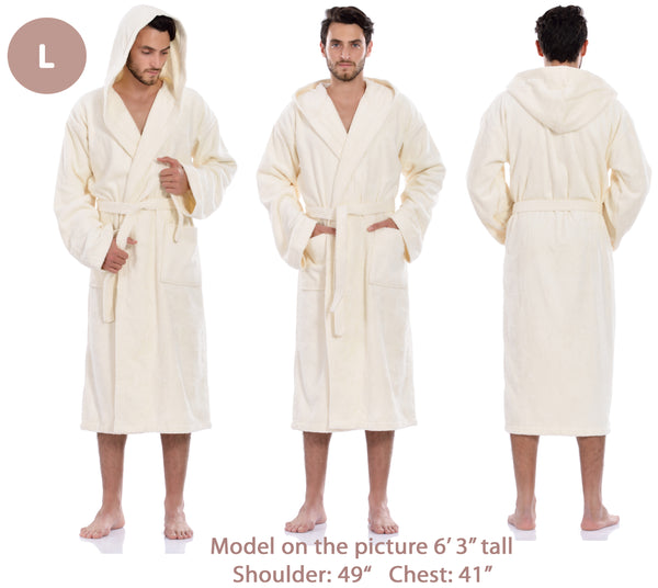 Hooded Terry Soft Bathrobe, Ivory