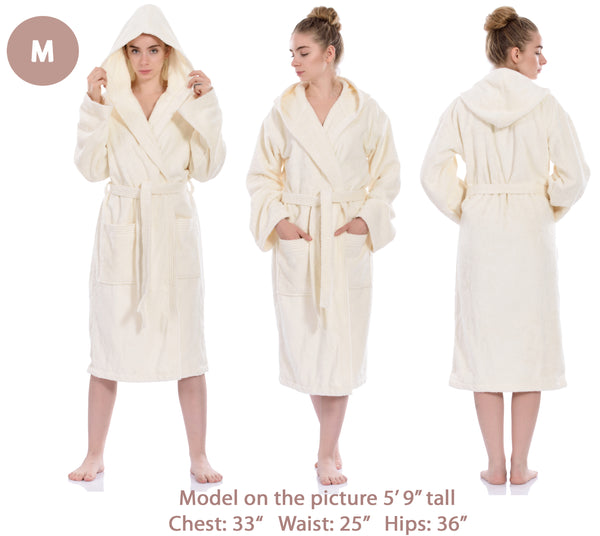 Hooded Terry Soft Bathrobe, Ivory