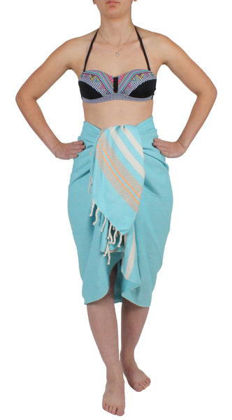 Chirpy Handloomed Peshtemal Towel, Aqua