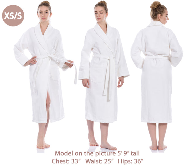 Waffle Terry Bathrobe, White