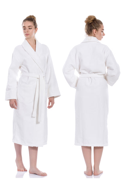 Waffle Terry Bathrobe, White